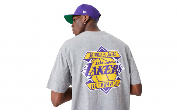 New Era LA Lakers champions backprint t-shirt in grey